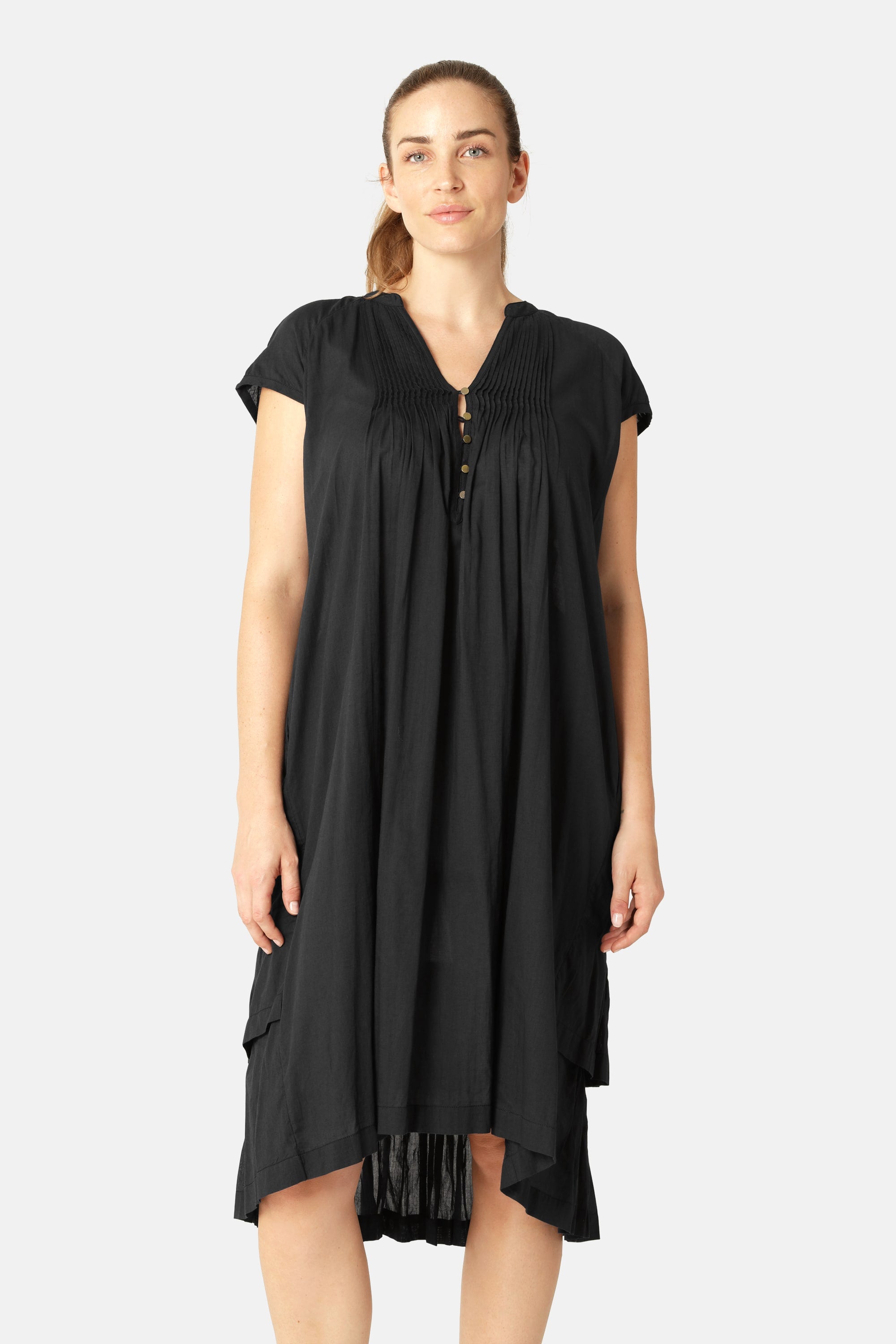 Langes Kleid mit Kurzen Ärmeln - Dark Indigo